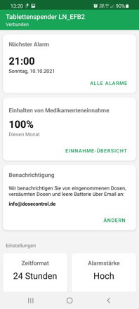 Nächster Alarm und Compliance | DoseControl App