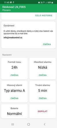 Dostupné nastavenia | DoseControl App