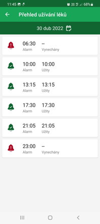 Prehľad dávok za deň | DoseControl App