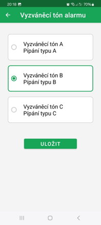 Prehľad tónov alarmu - tón ​​A, B alebo C