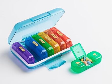 EDOSO Dávkovač liekov na 7 dní, Pill Box, 7 nádobiek a 3 priehradky