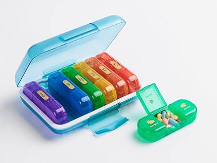 EDOSO Dávkovač liekov na 7 dní, Pill Box, 7 nádobiek a 3 priehradky